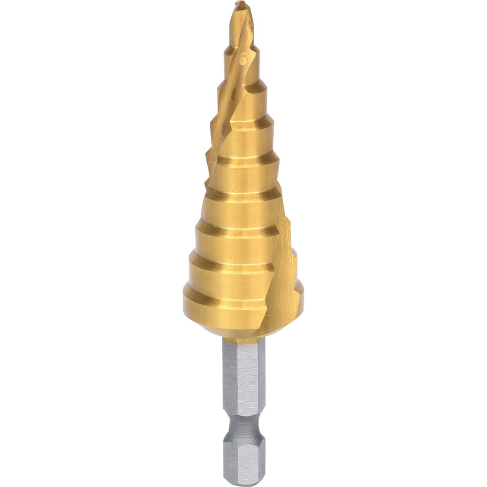 Produktabbildung Nr. 3: KS TOOLS 1/4" HSS-TiN Stufenbohrer-Bit,Ø 4-20mm, 9 Stufen
