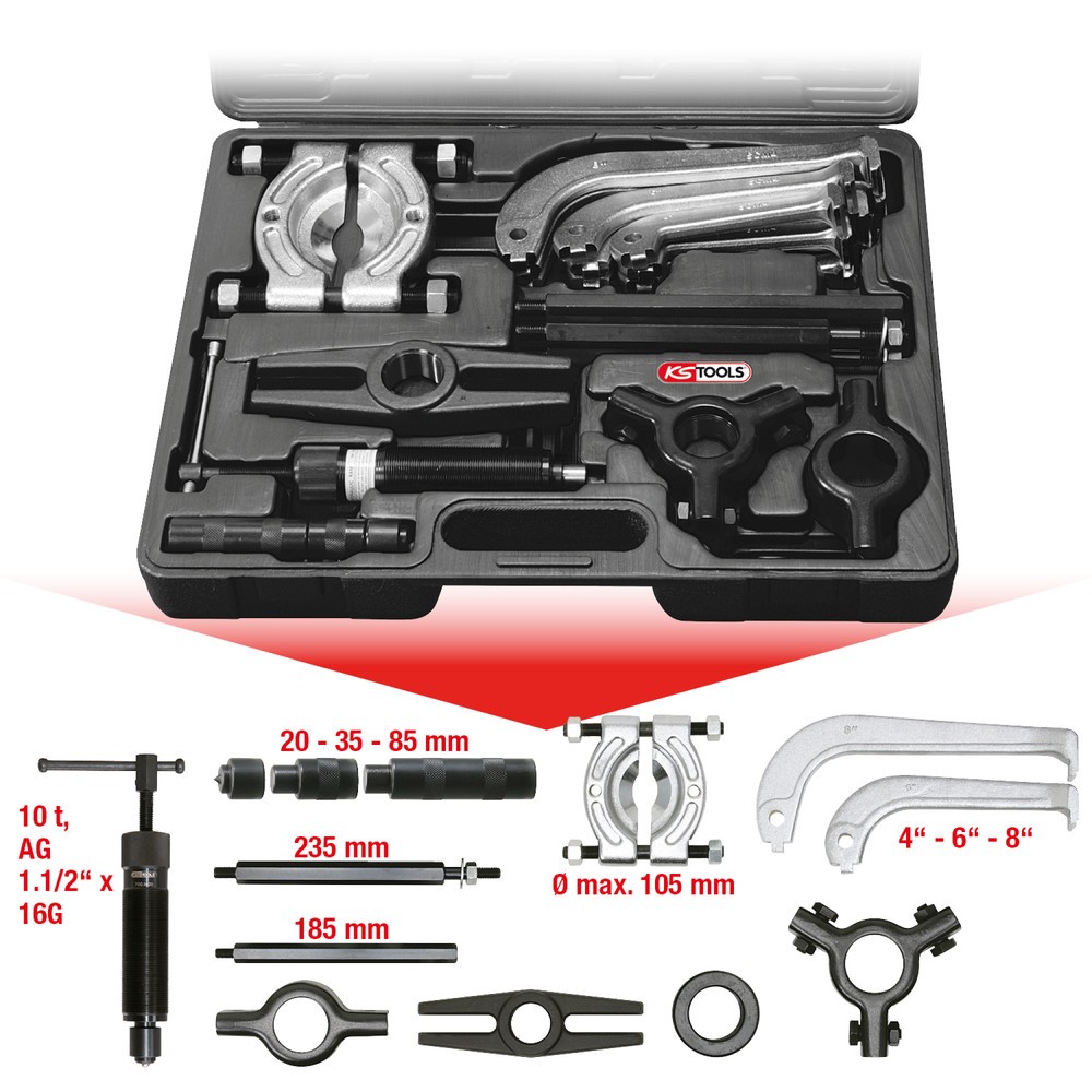 Produktabbildung Nr. 11: KS TOOLS Hydraulischer Abziehersatz 2-armig und 3-armig, 22-tlg