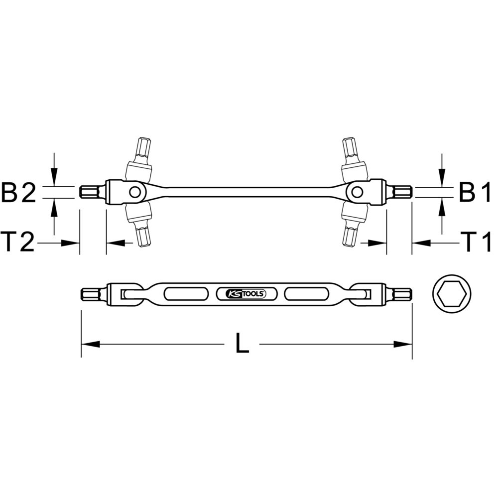 Produktabbildung Nr. 3: KS TOOLS Innensechskant-Doppel-Gelenkschlüssel, 3x4mm