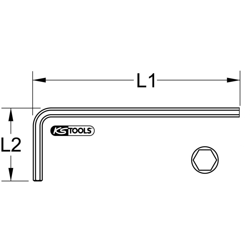 Produktabbildung: KS TOOLS Innensechskant-Winkelstiftschlüssel phosphatiert, lang, 1,3mm