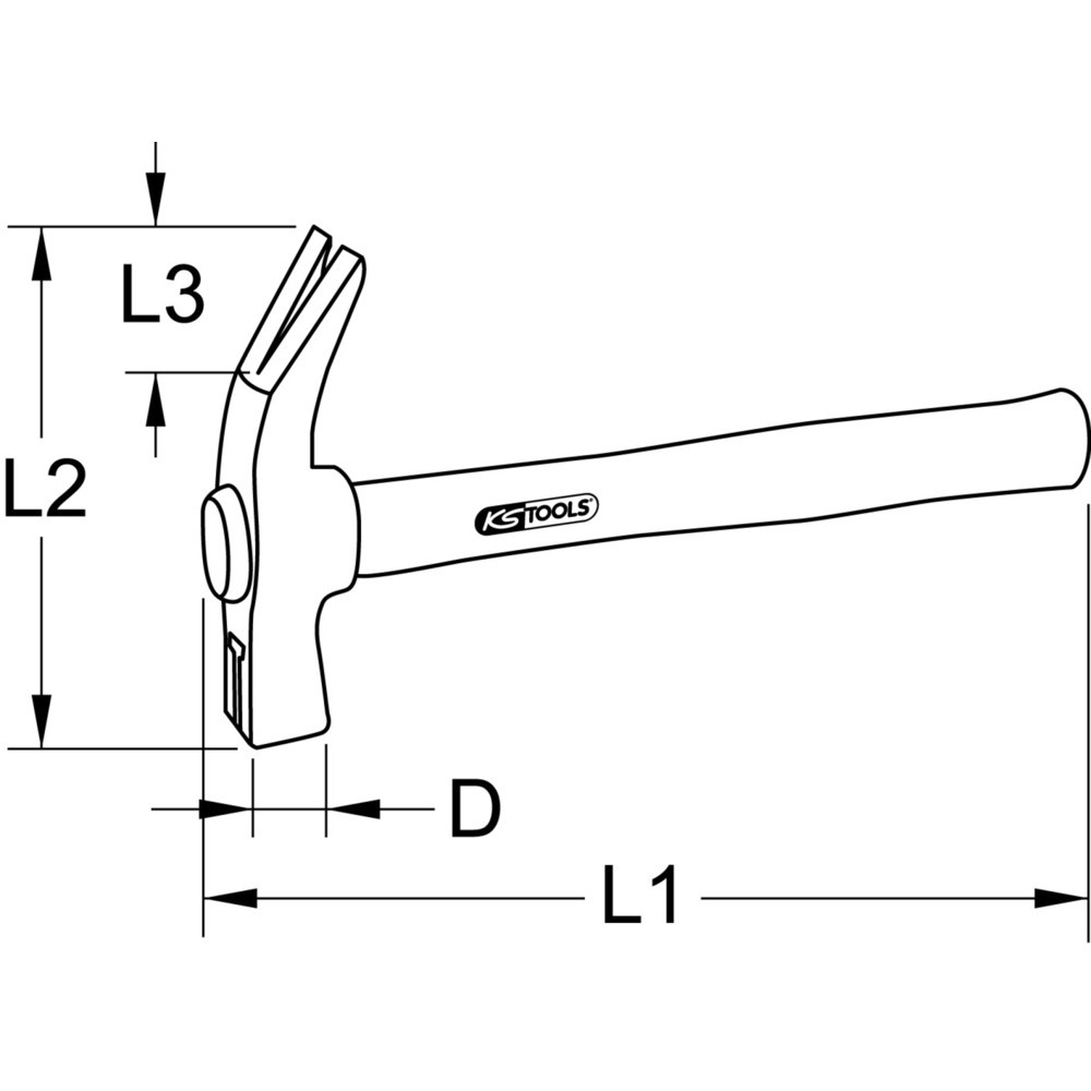 Produktabbildung Nr. 5: KS TOOLS Klauenhammer mit Hickorystiel, 700g