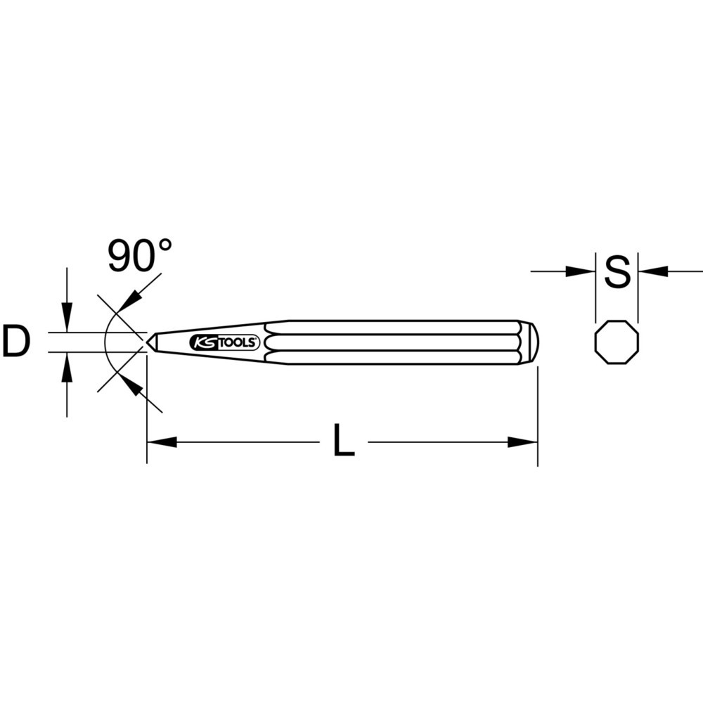 Produktabbildung: KS TOOLS Körner, rund, brüniert, Ø 6mm