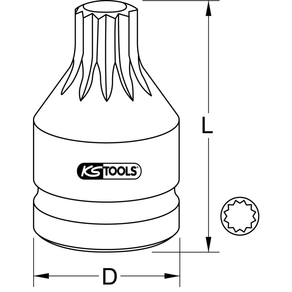 Produktabbildung Nr. 5: KS TOOLS 1/2" Kraft-Bit-Stecknuss XZN,kurz,M16