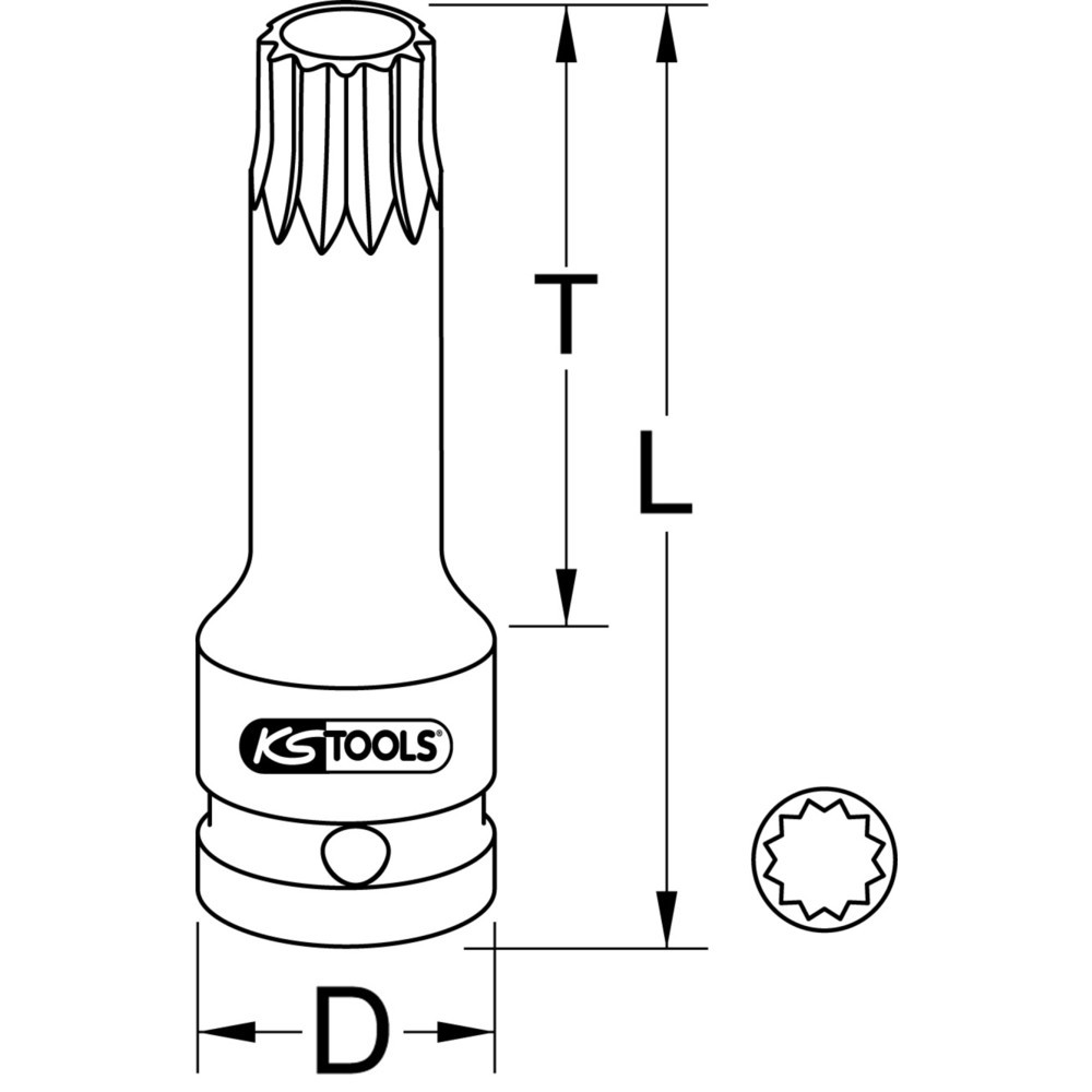 Produktabbildung Nr. 9: KS TOOLS 1/2" Kraft-Bit-Stecknuss Vielzahn, lang, M16
