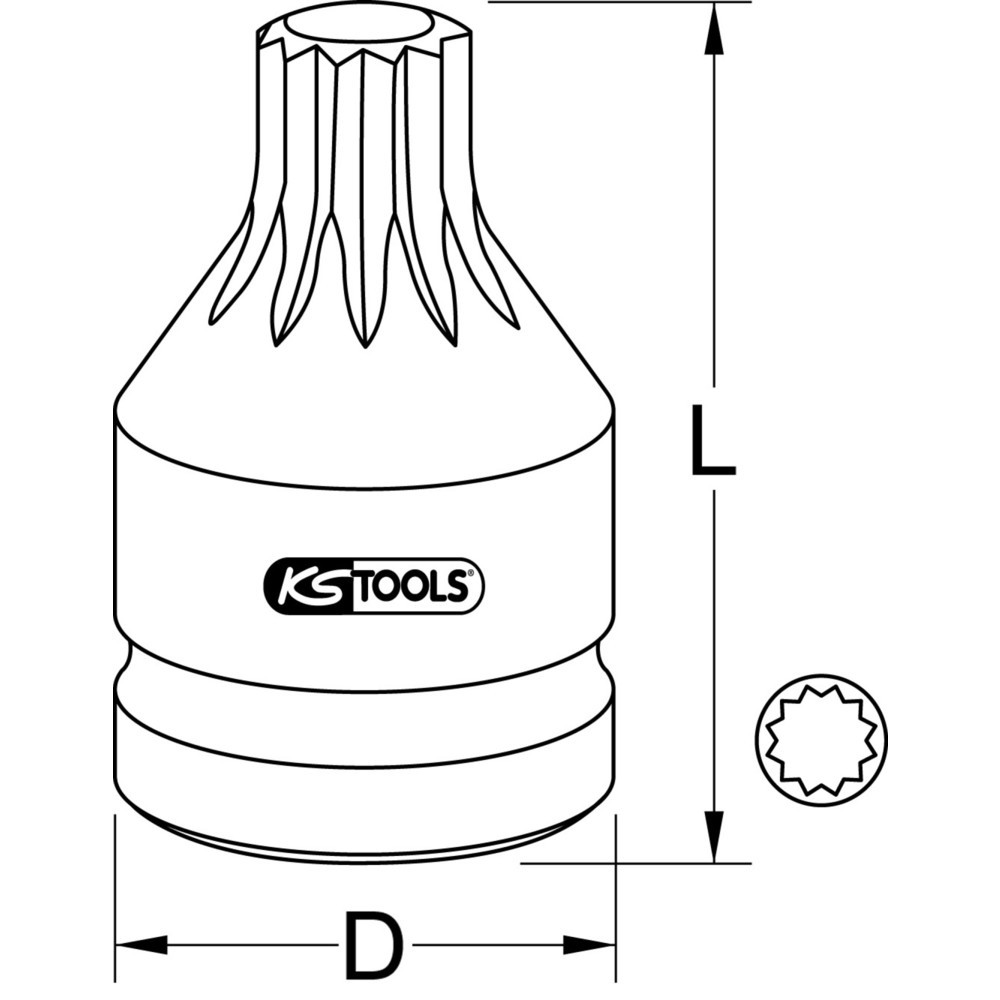 Produktabbildung Nr. 1: KS TOOLS 3/4" Kraft-Bit-Stecknuss Vielzahn mit Bohrung, kurz, M18