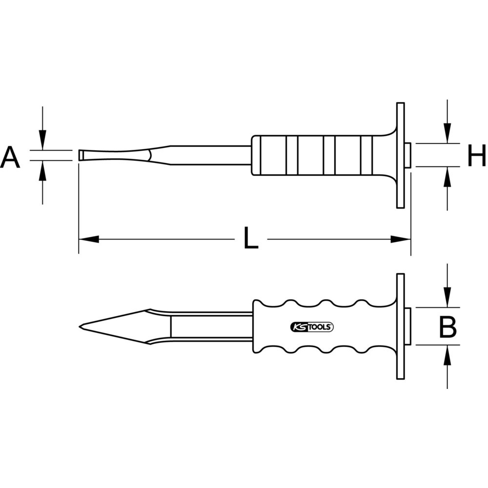 Produktabbildung: KS TOOLS Kreuzmeißel mit Handschutzgriff, flach oval, 300mm