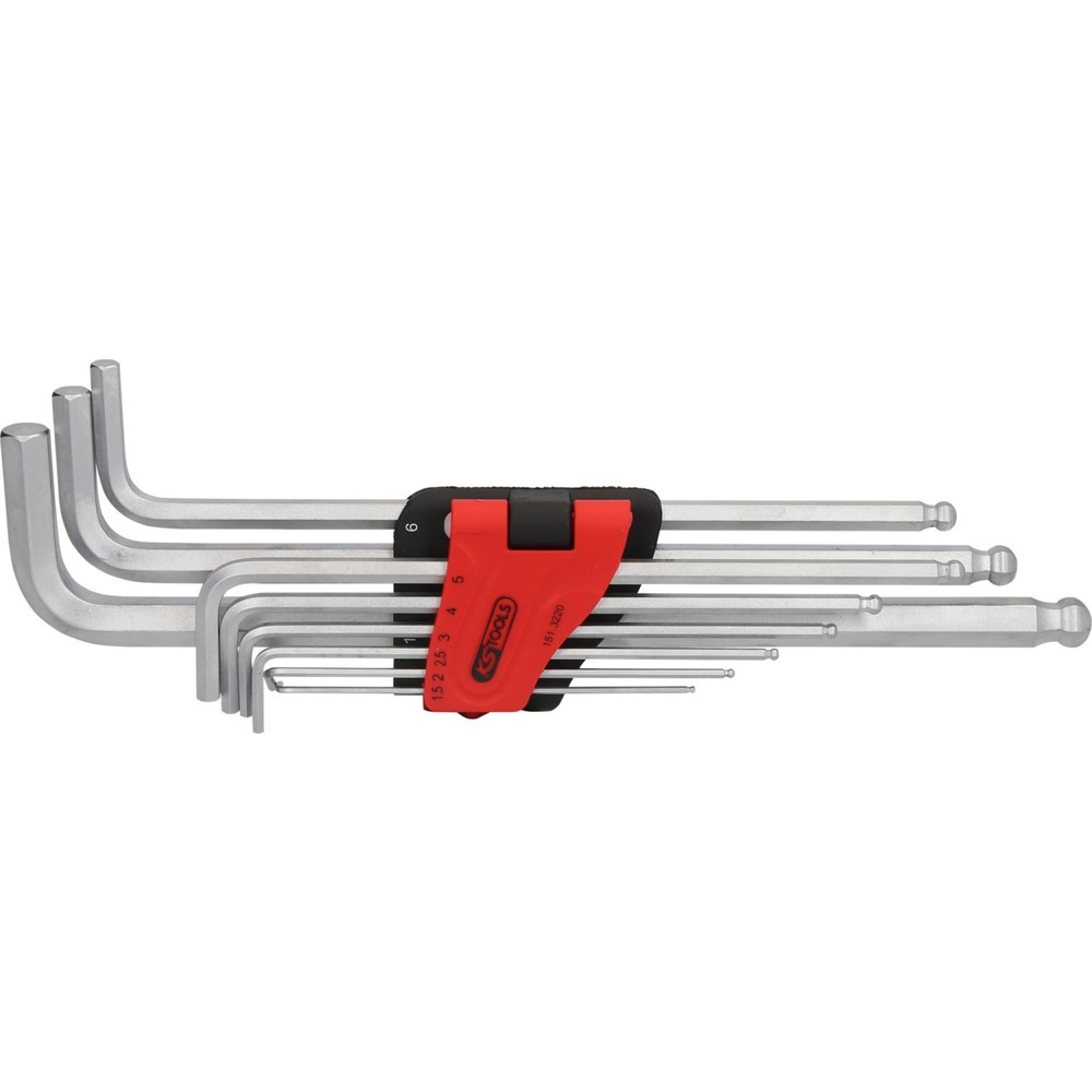 Produktabbildung: KS TOOLS Kugelkopf-Innensechskant-Winkelstiftschlüssel-Satz,XL,9-tlg