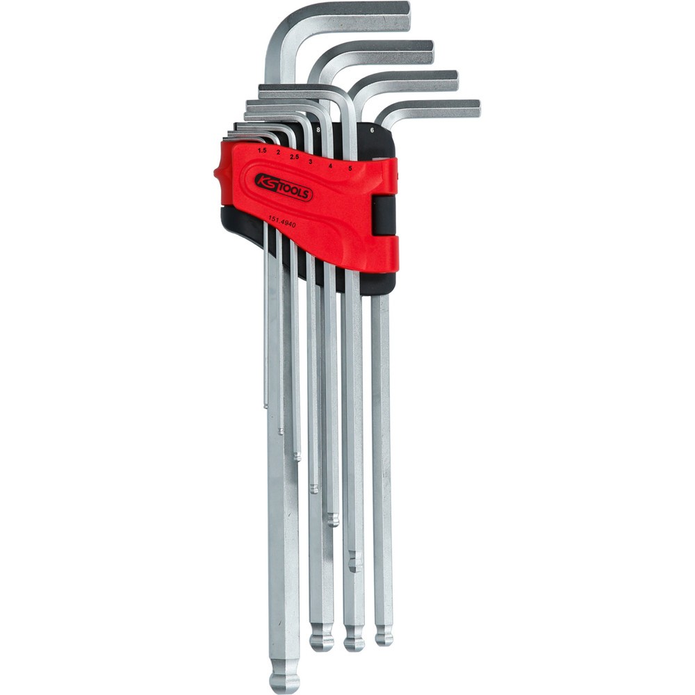 Produktabbildung: KS TOOLS Kugelkopf-Innensechskant-Winkelstiftschlüssel-Satz,XL,10-tlg