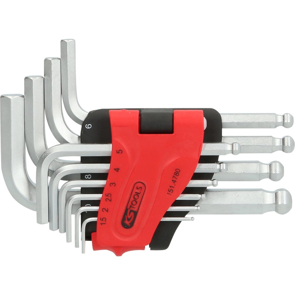 Produktabbildung Nr. 2: KS TOOLS Kugelkopf-Innensechskant-Winkelstiftschlüssel-Satz, 10-tlg, kurz, 1,5-10mm