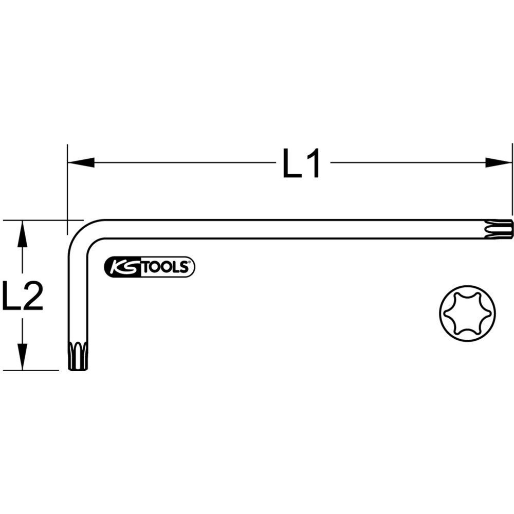 Produktabbildung: KS TOOLS Torx- Kugelkopf-Winkelstiftschlüssel, lang, T10