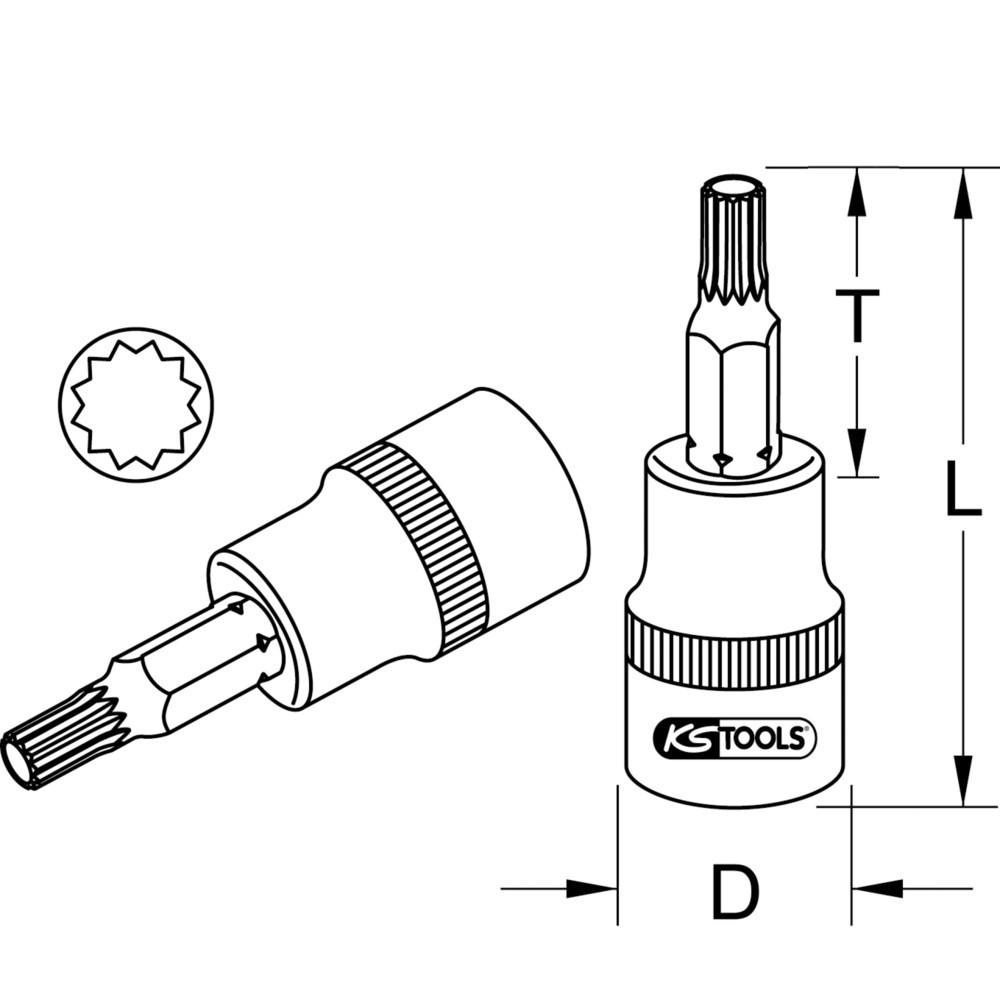 Produktabbildung Nr. 2: KS TOOLS 1/2" Bit-Stecknuss XZN,M7