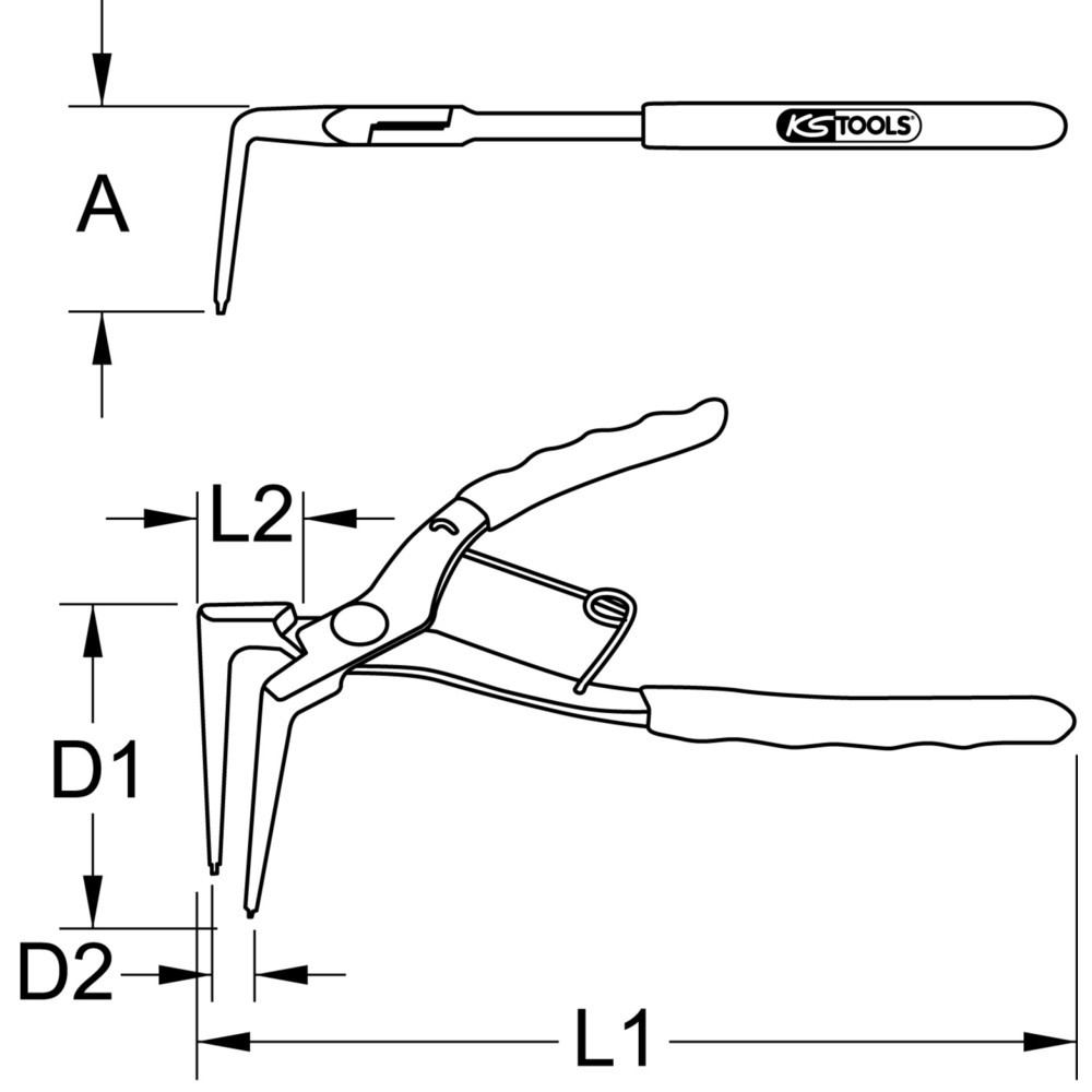 Produktabbildung Nr. 7: KS TOOLS Langarm-Sicherungszange für Innensicherungsringe