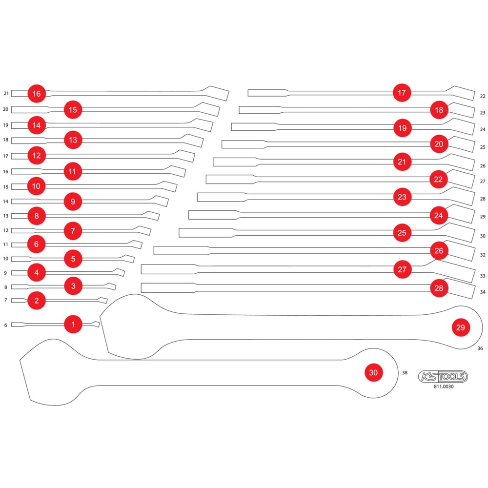 KS TOOLS Leere Schaumstoffeinlage zu 811.0030 Produktabbildung: KS TOOLS Leere Schaumstoffeinlage zu 811.0030