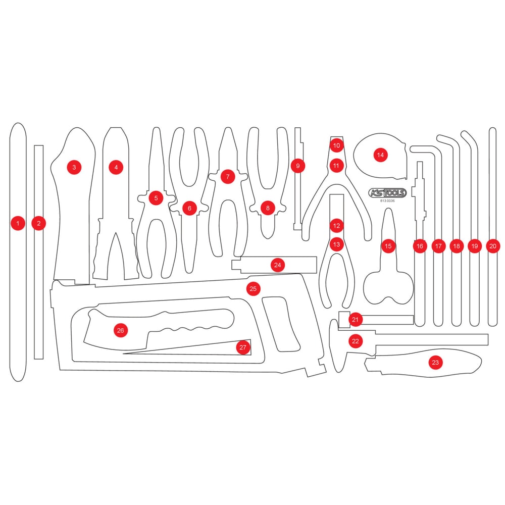 KS TOOLS Leere Schaumstoffeinlage zu 813.0036 Produktabbildung: KS TOOLS Leere Schaumstoffeinlage zu 813.0036