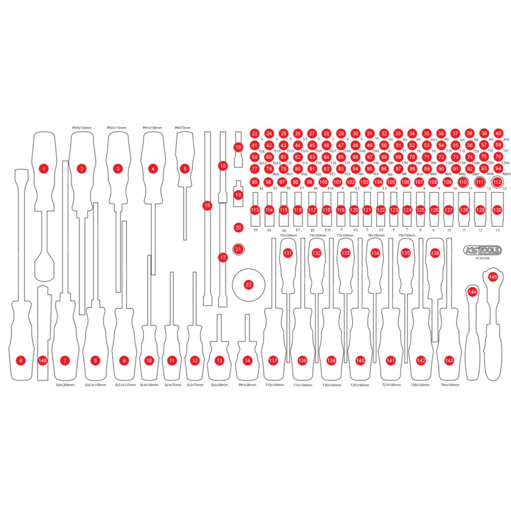 KS TOOLS Leere Schaumstoffeinlage zu 813.0146 Produktabbildung: KS TOOLS Leere Schaumstoffeinlage zu 813.0146