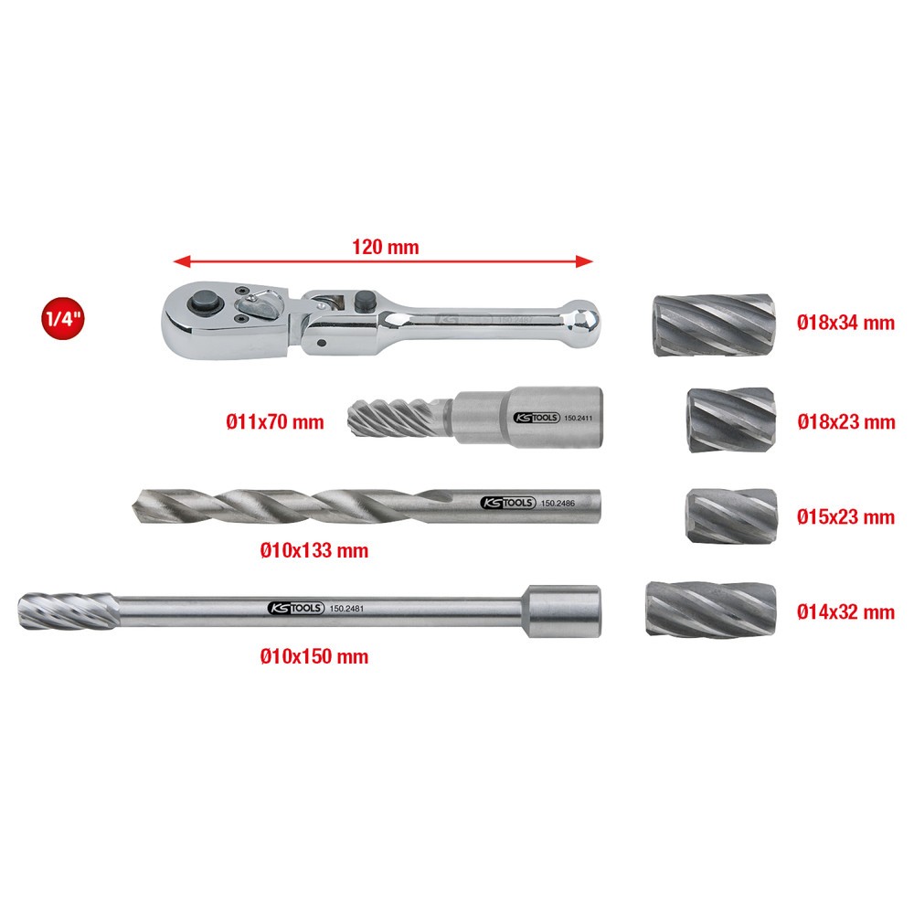 Produktabbildung Nr. 3: KS TOOLS 1/4" MASTER ABS-Sensoren-Reibahlen-Satz, 8-tlg