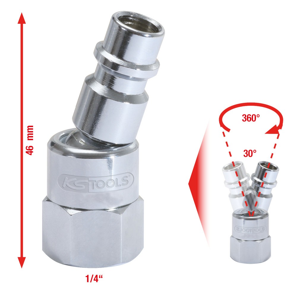 Produktabbildung Nr. 2: KS TOOLS 1/4'' Metall-Kugelgelenk-Stecknippel, 46mm