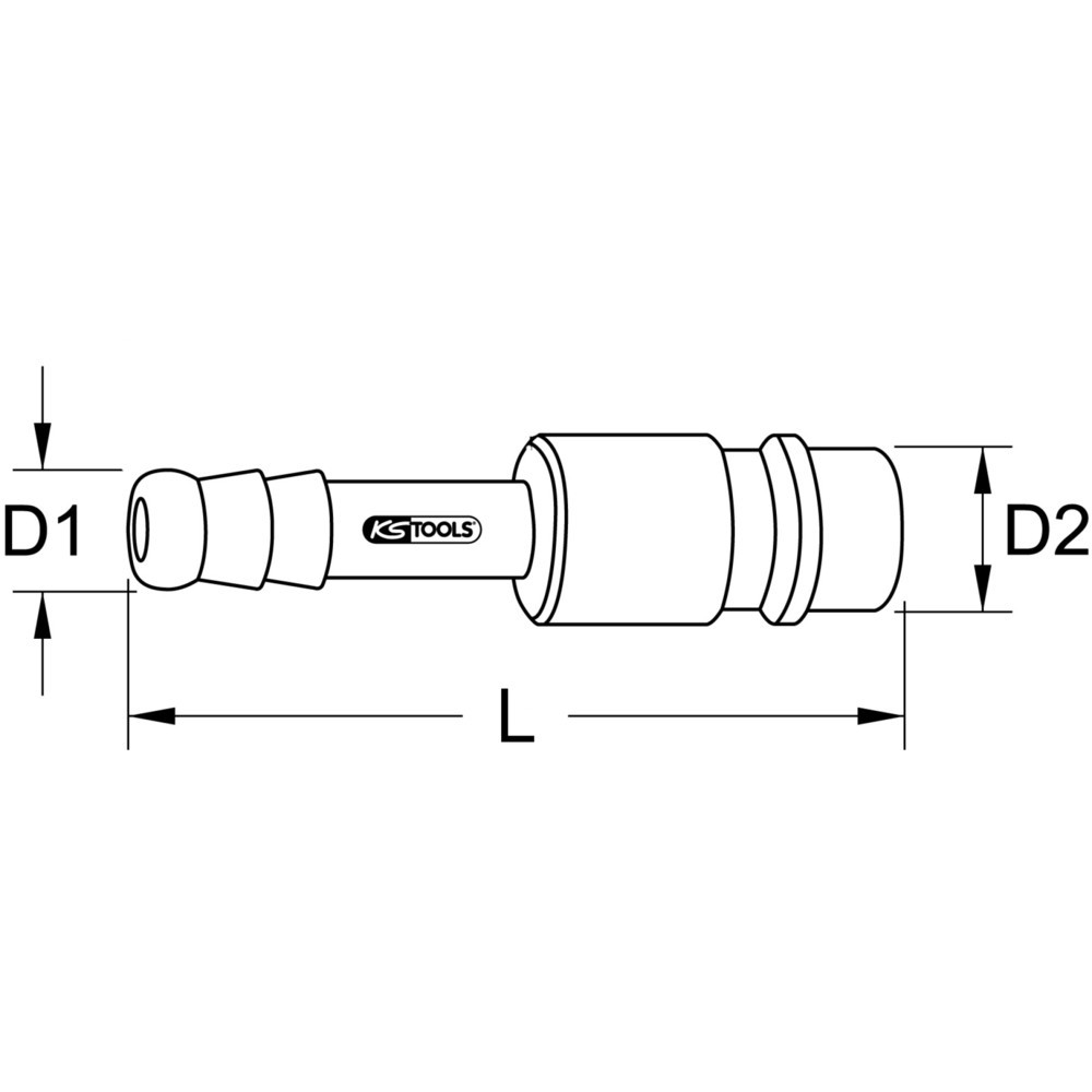Produktabbildung Nr. 5: KS TOOLS Metall-Stecknippel mit Schlauchtülle, Ø 10mm, 45mm