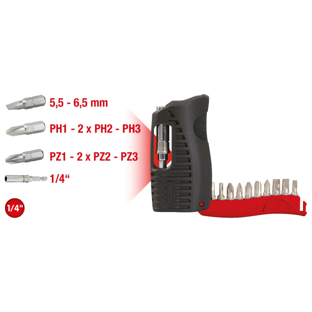 Produktabbildung Nr. 4: KS TOOLS 1/4" Mini-Bit-Etui, 11-tlg Schlitz, PH, PZ
