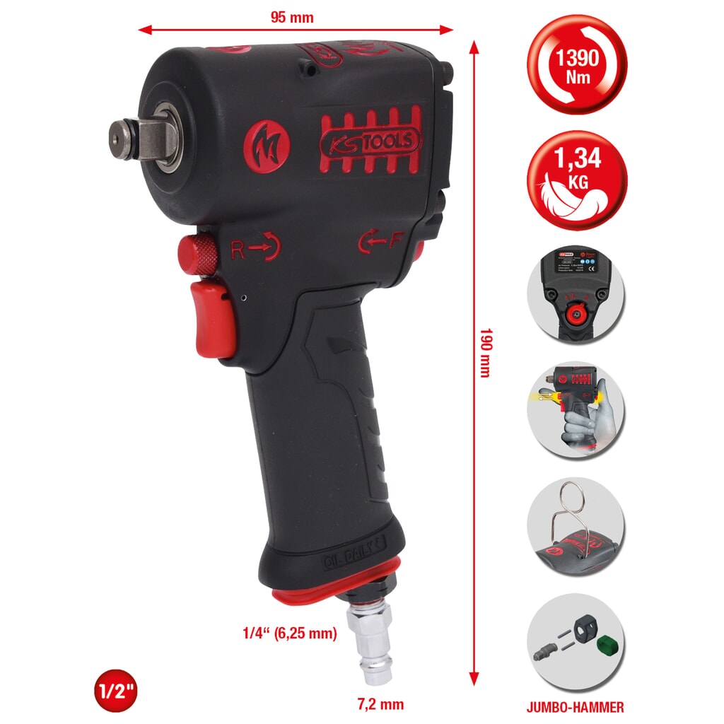 KS TOOLS 1/2" miniMONSTER Hochleistungs-Druckluft-Schlagschrauber 1.390 Nm Produktabbildung Nr. 7: KS TOOLS 1/2" miniMONSTER Hochleistungs-Druckluft-Schlagschrauber 1.390 Nm