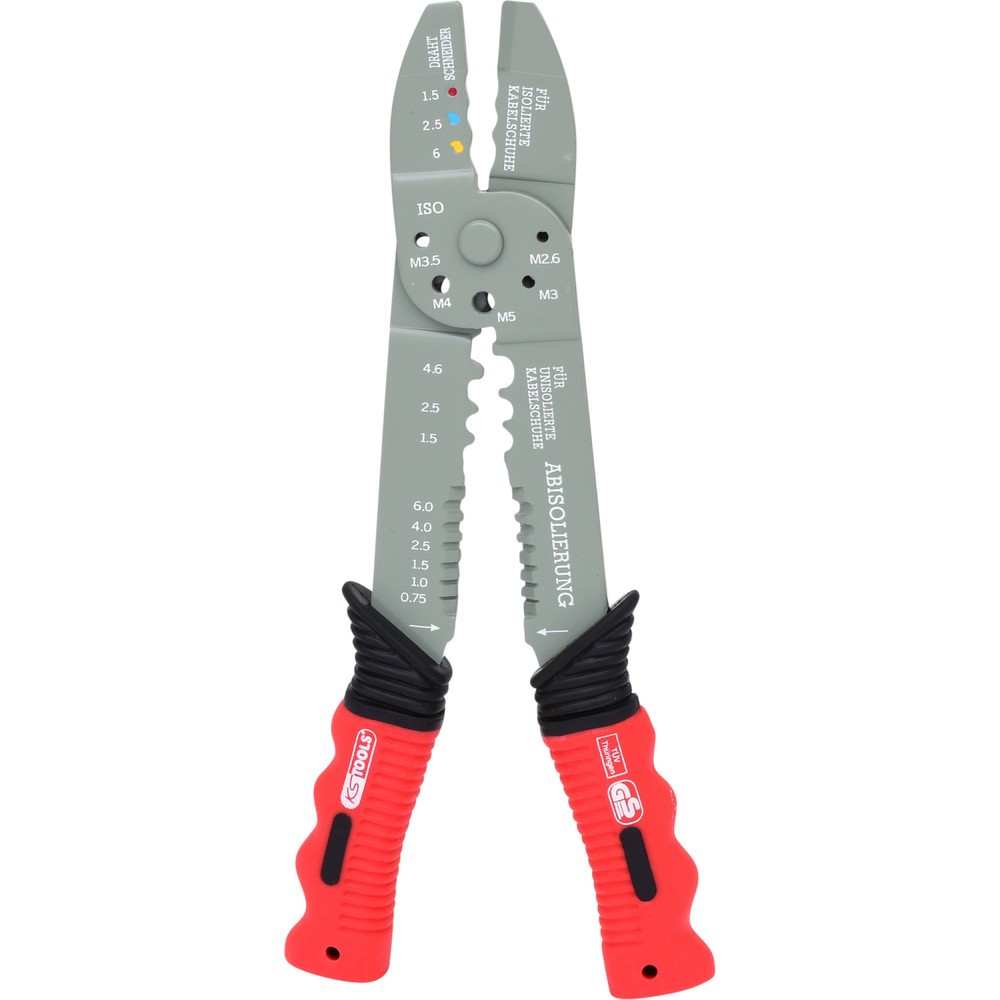 Produktabbildung: KS TOOLS Multifunktions-Crimpzange für isolierte und unisolierte Kabelschuhe, 220mm