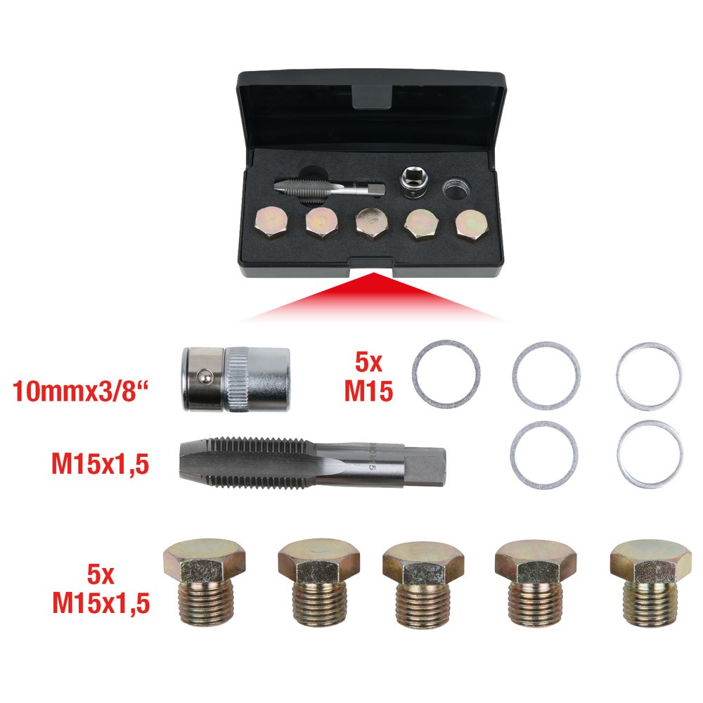 Produktabbildung Nr. 4: KS TOOLS Ölablassschrauben-Gewindereparatur-Satz, 12-tlg M15 x 1,5