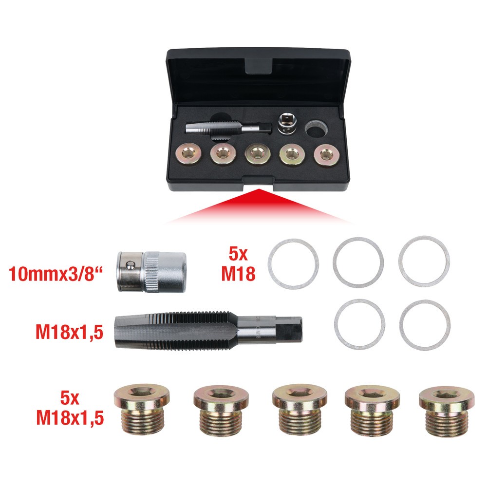 Produktabbildung Nr. 4: KS TOOLS Ölablassschrauben-Gewindereparatur-Satz, 12-tlg M18 x 1,5