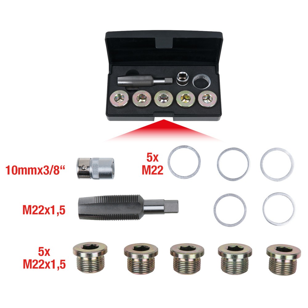Produktabbildung Nr. 4: KS TOOLS Ölablassschrauben-Gewindereparatur-Satz, 12-tlg M22 x 1,5