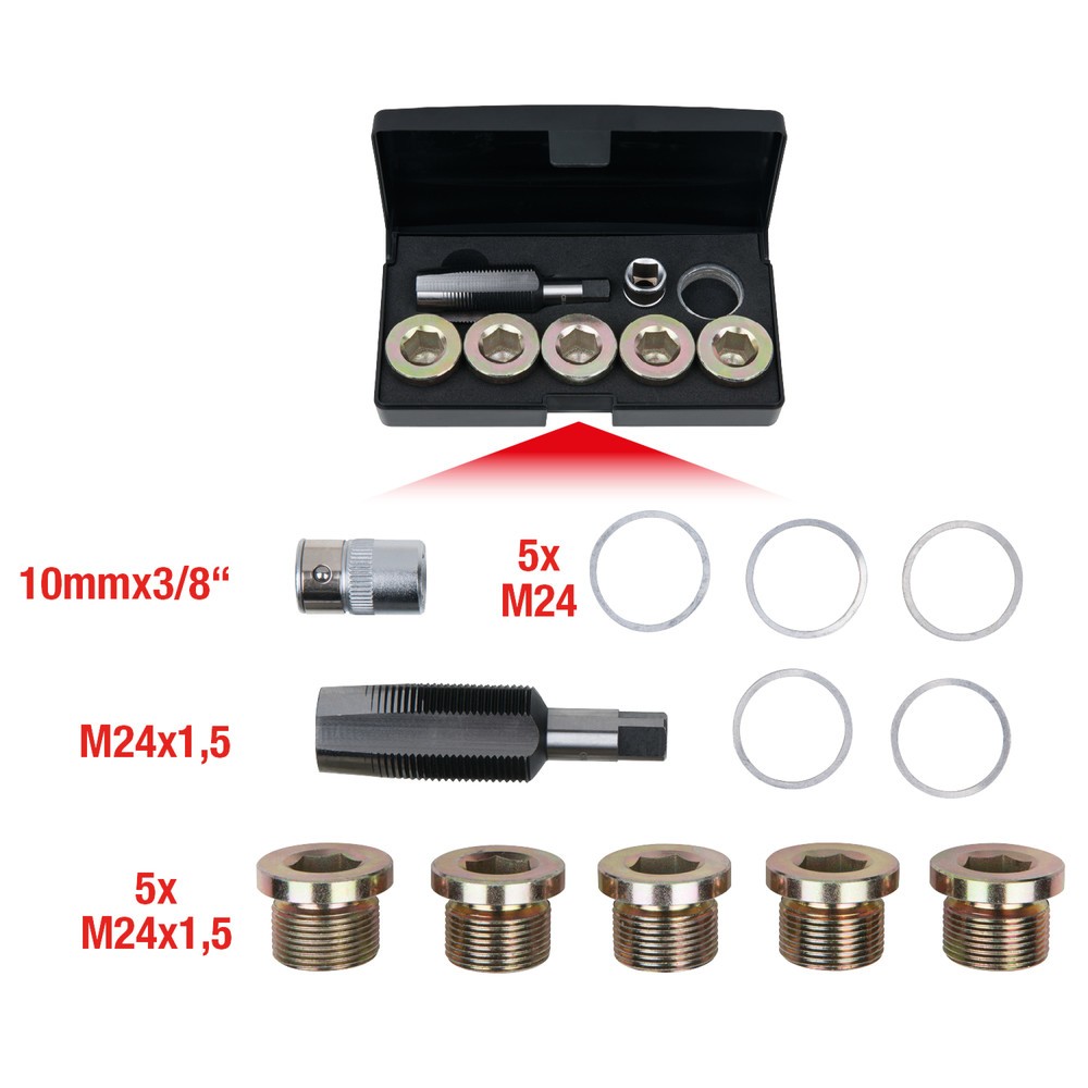 Produktabbildung Nr. 4: KS TOOLS Ölablassschrauben-Gewindereparatur-Satz, 12-tlg M24 x 1,5