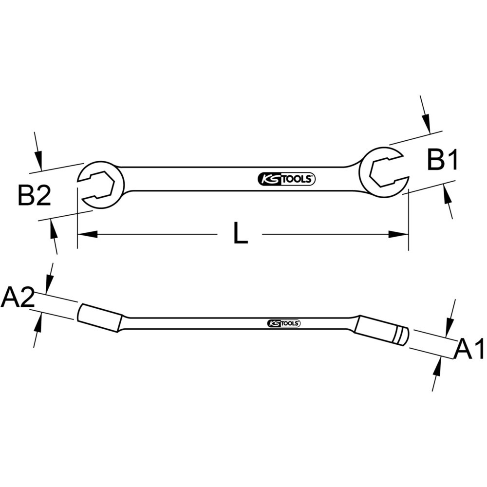 Produktabbildung: KS TOOLS Offener Doppel-Ringschlüssel, abgewinkelt, 5/16"x3/8"