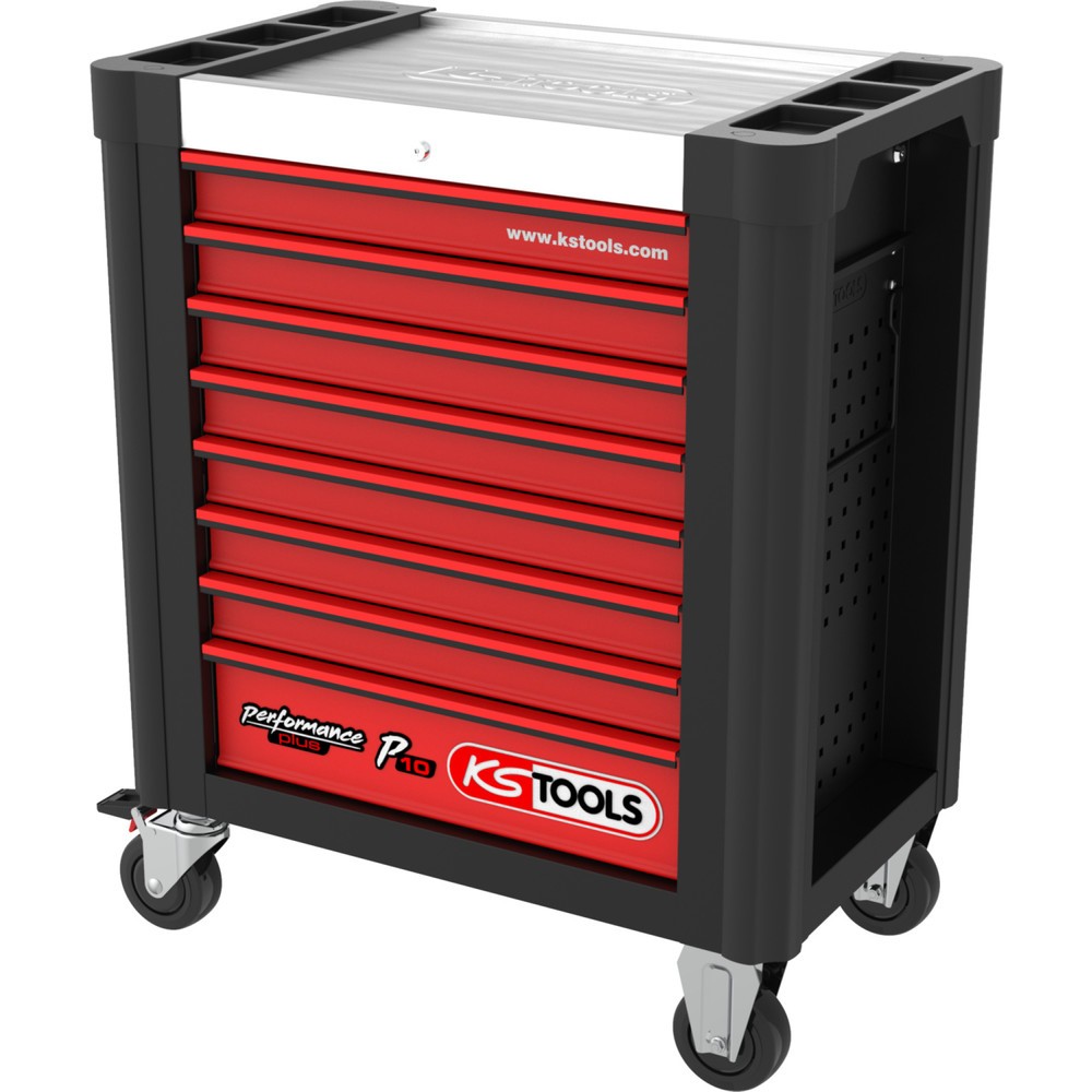Produktabbildung: KS TOOLS PERFORMANCEplus P10 SCHWARZ/ROT Werkstattwagen mit 8 Schubladen