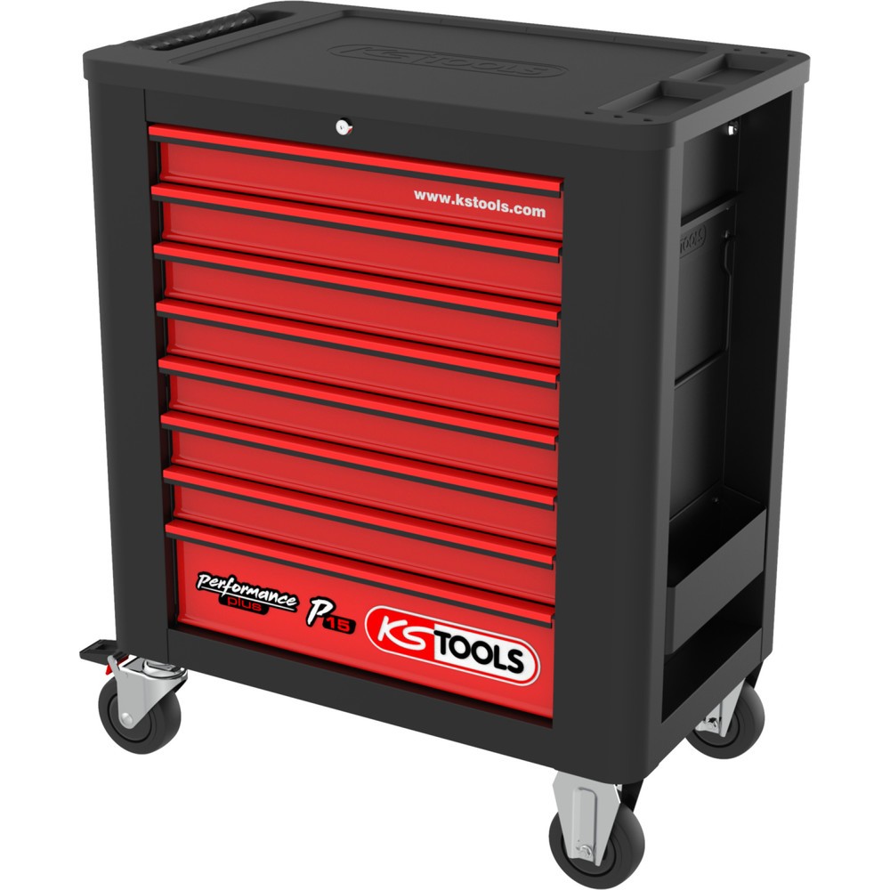 Produktabbildung: KS TOOLS PERFORMANCEplus P15 SCHWARZ/ROT Werkstattwagen mit 8 Schubladen