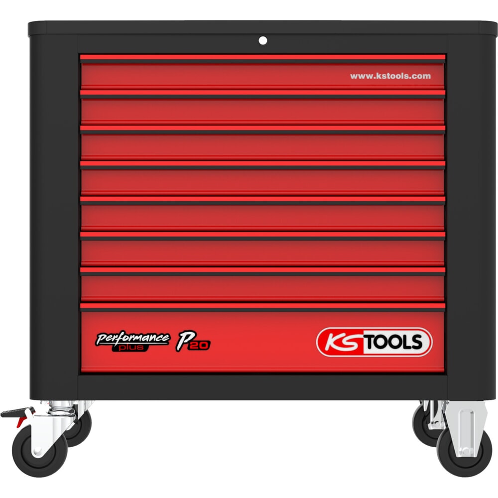 Produktabbildung Nr. 3: KS TOOLS PERFORMANCEplus P20 SCHWARZ/ROT Werkstattwagen mit 8 Schubladen