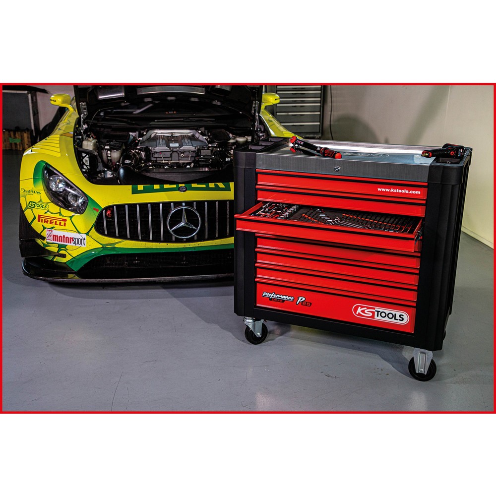 Produktabbildung Nr. 6: KS TOOLS PERFORMANCEplus P25 SCHWARZ/ROT Werkstattwagen mit 8 Schubladen