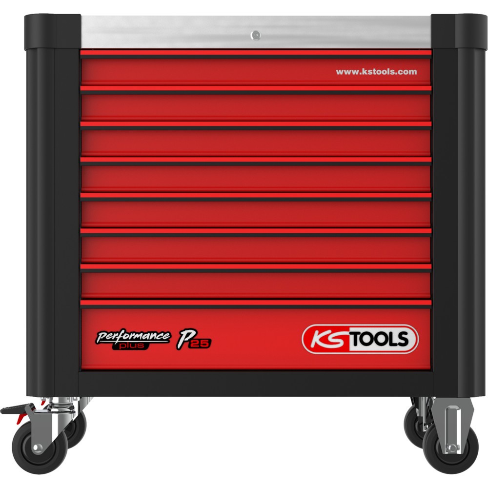 Produktabbildung Nr. 10: KS TOOLS PERFORMANCEplus P25 SCHWARZ/ROT Werkstattwagen mit 8 Schubladen