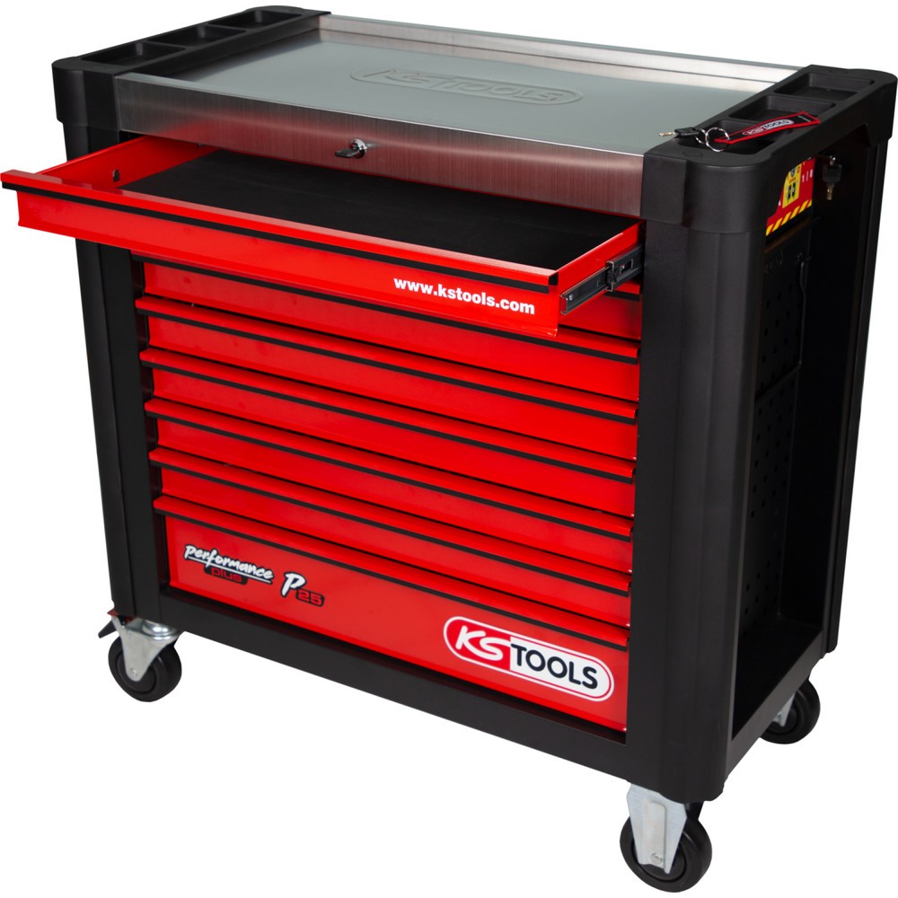 Produktabbildung Nr. 14: KS TOOLS PERFORMANCEplus P25 SCHWARZ/ROT Werkstattwagen mit 8 Schubladen