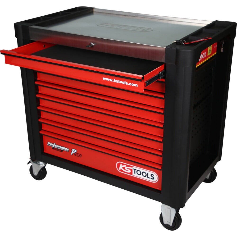 Produktabbildung Nr. 4: KS TOOLS PERFORMANCEplus P30 SCHWARZ/ROT Werkstattwagen mit 8 Schubladen