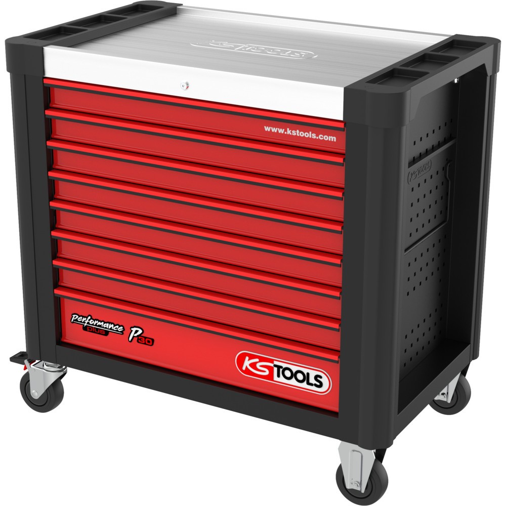 Produktabbildung: KS TOOLS PERFORMANCEplus P30 SCHWARZ/ROT Werkstattwagen mit 8 Schubladen