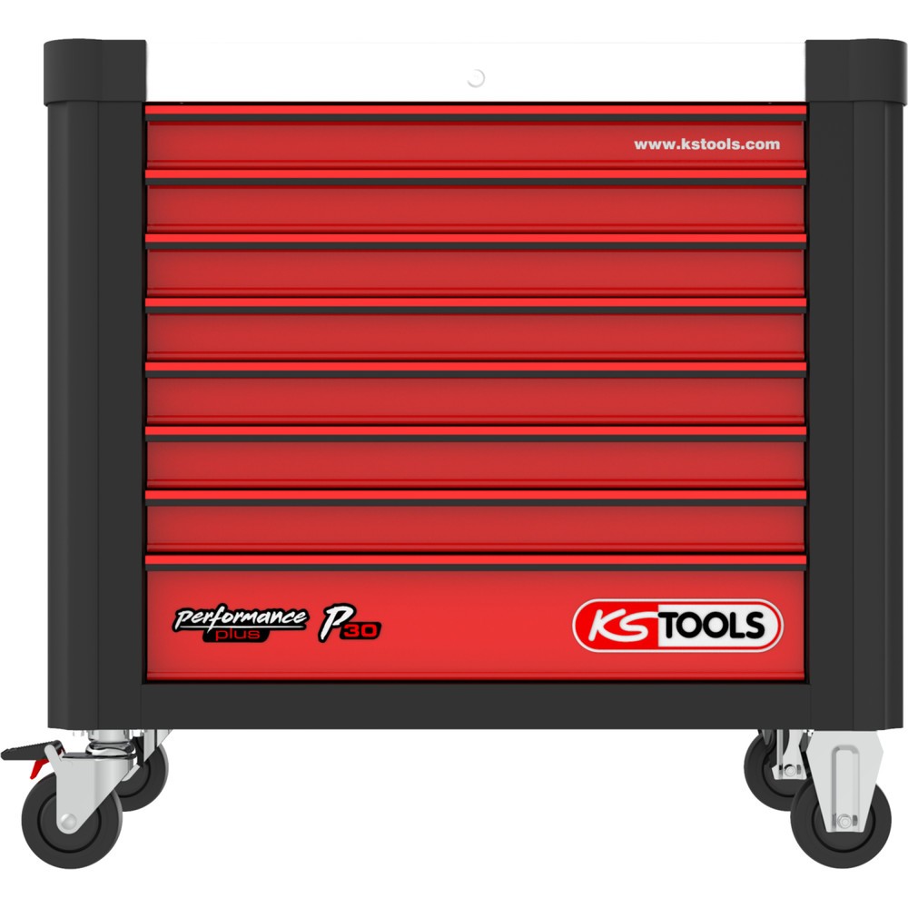 Produktabbildung Nr. 9: KS TOOLS PERFORMANCEplus P30 SCHWARZ/ROT Werkstattwagen mit 8 Schubladen