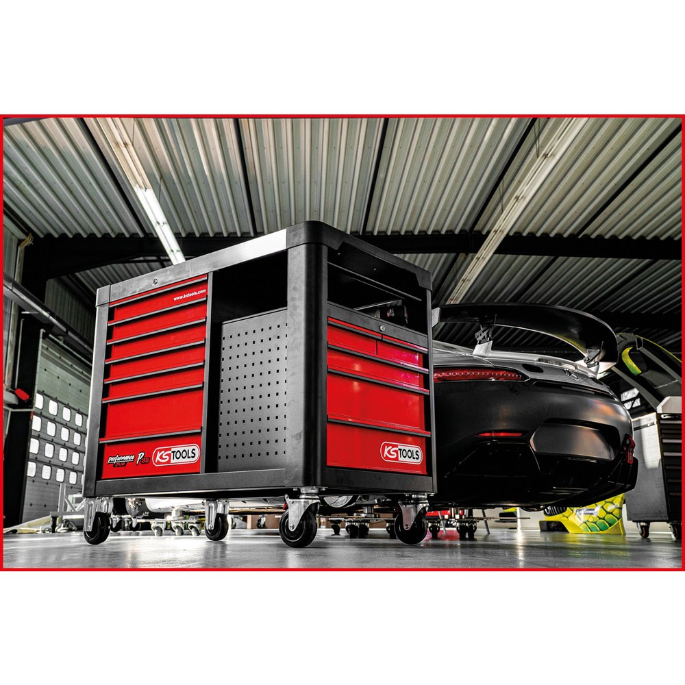 Produktabbildung Nr. 5: KS TOOLS PERFORMANCEplus P35 SCHWARZ/ROT Werkstattwagen mit 12 Schubladen