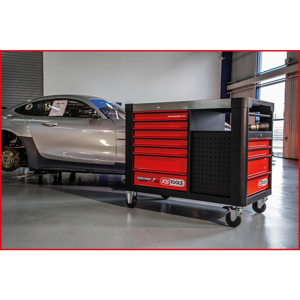 Produktabbildung Nr. 6: KS TOOLS PERFORMANCEplus P35 SCHWARZ/ROT Werkstattwagen mit 12 Schubladen