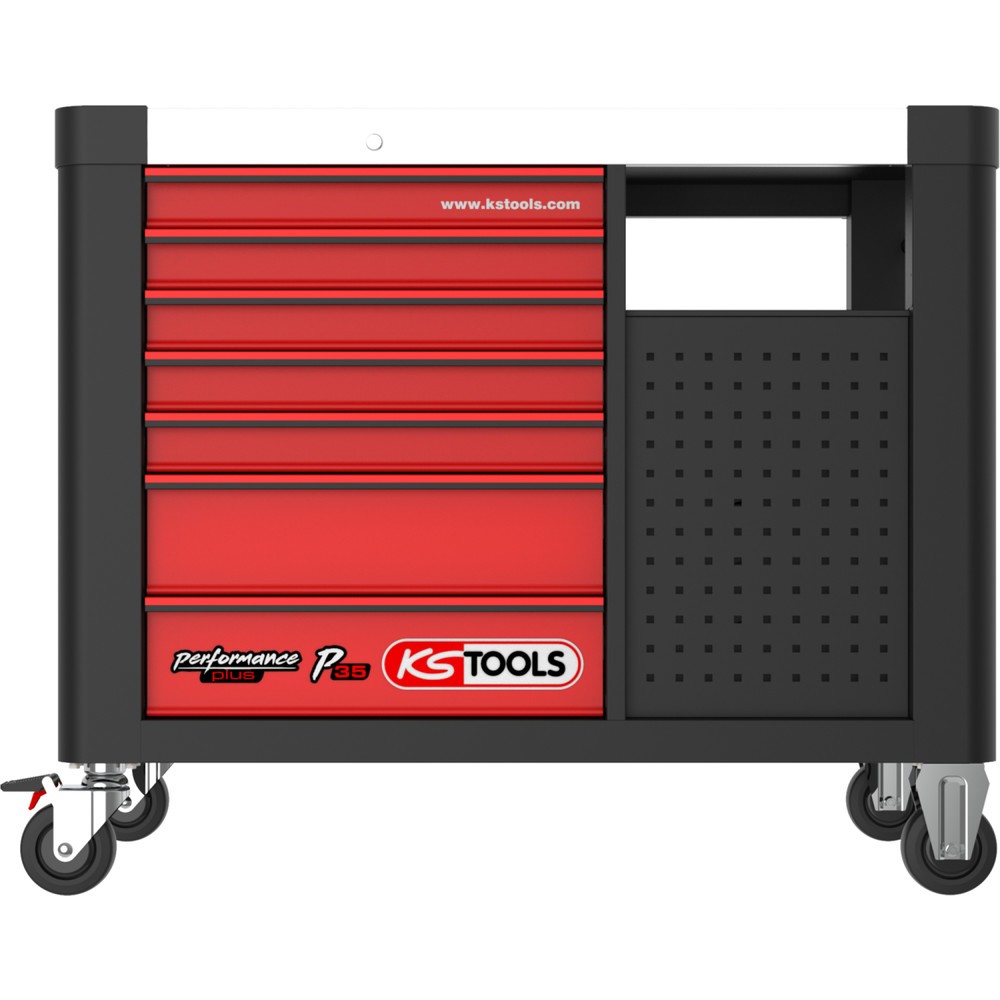 Produktabbildung Nr. 10: KS TOOLS PERFORMANCEplus P35 SCHWARZ/ROT Werkstattwagen mit 12 Schubladen