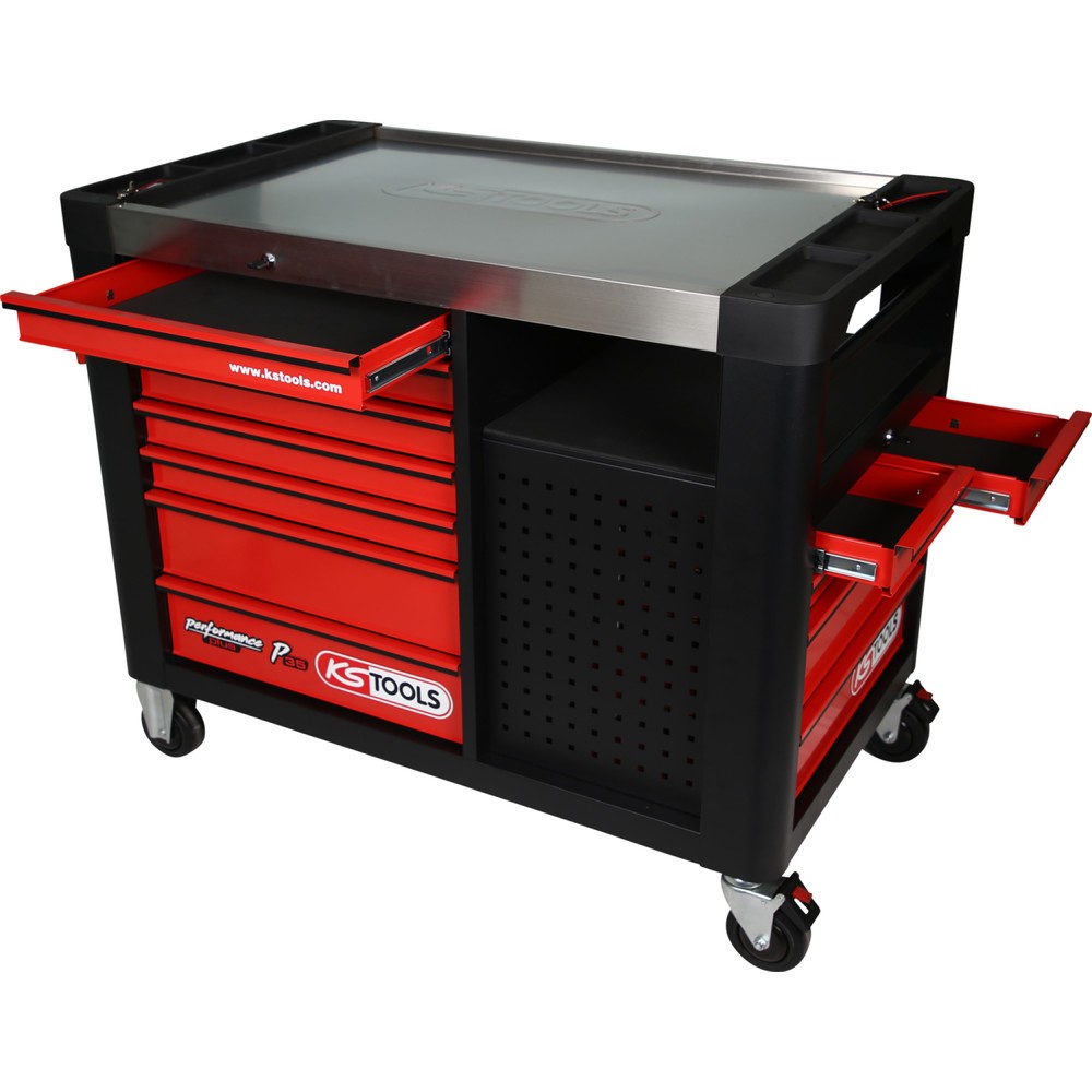 Produktabbildung Nr. 14: KS TOOLS PERFORMANCEplus P35 SCHWARZ/ROT Werkstattwagen mit 12 Schubladen