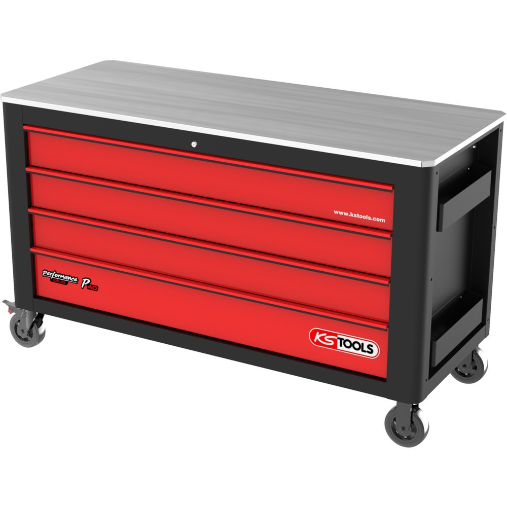 Produktabbildung: KS TOOLS PERFORMANCEplus P40 SCHWARZ/ROT Werkstattwagen mit 4 Schubladen