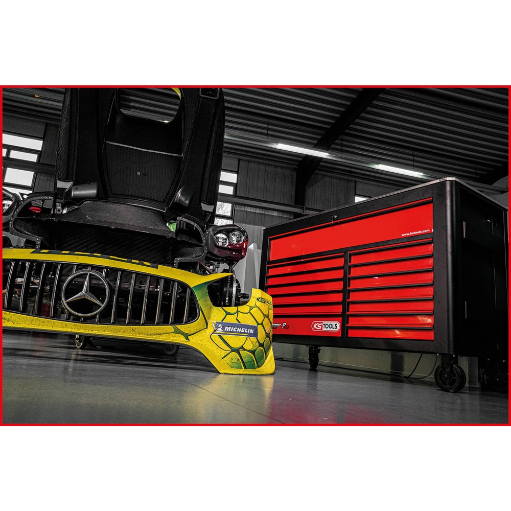 Produktabbildung Nr. 7: KS TOOLS PERFORMANCEplus P45 SCHWARZ/ROT Werkstattwagen mit 14 Schubladen