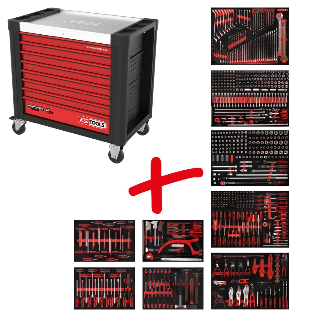 KS TOOLS Performanceplus Werkstattwagen-Satz P30 mit 706 Werkzeugen für 7 Schubladen Produktabbildung: KS TOOLS Performanceplus Werkstattwagen-Satz P30 mit 706 Werkzeugen für 7 Schubladen