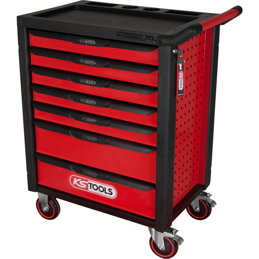 Produktabbildung: KS TOOLS RACINGline SCHWARZ/ROT Werkstattwagen mit 7 Schubladen