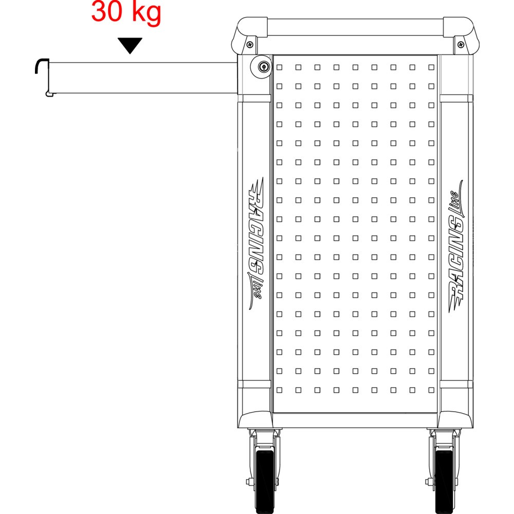 Produktabbildung Nr. 3: KS TOOLS RACINGline SCHWARZ/ROT Werkstattwagen mit 7 Schubladen und 598 Premium-Werkzeugen