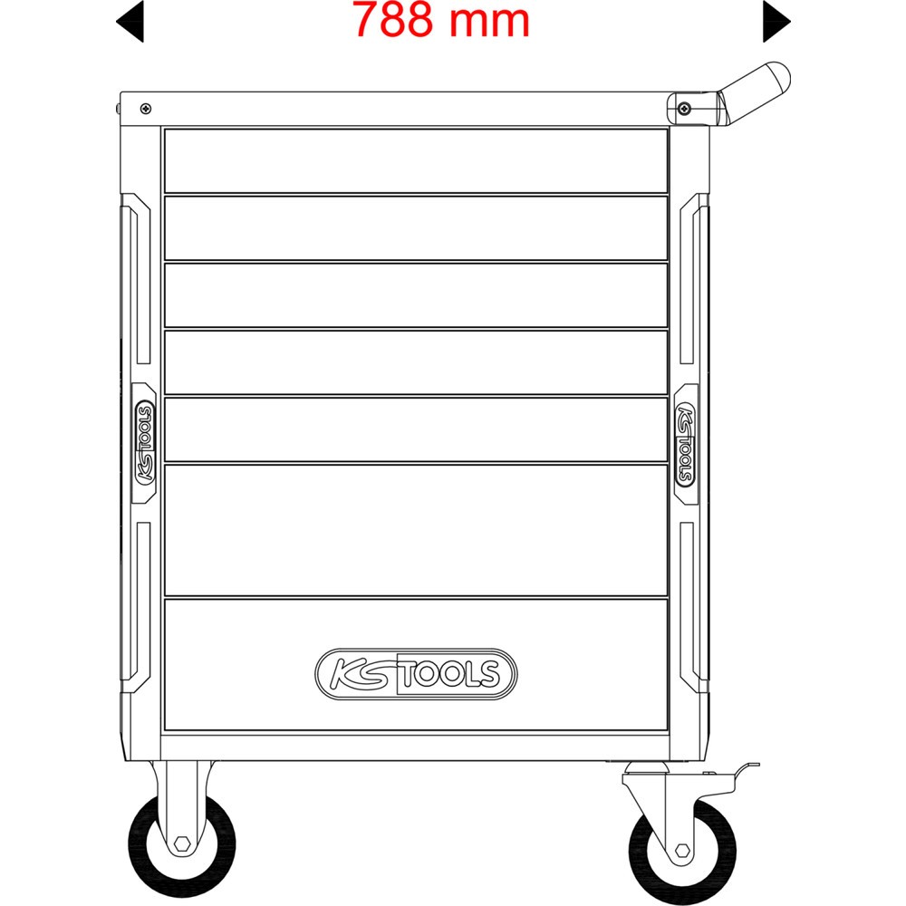 Produktabbildung Nr. 5: KS TOOLS RACINGline SCHWARZ/ROT Werkstattwagen mit 7 Schubladen und 598 Premium-Werkzeugen