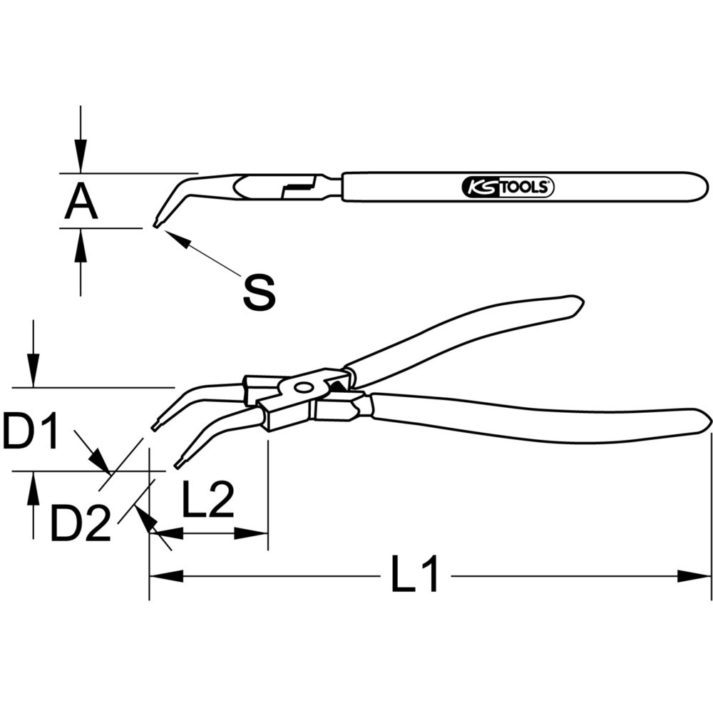Produktabbildung Nr. 6: KS TOOLS Radlager-Sicherungszange, abgewinkelt, 240mm